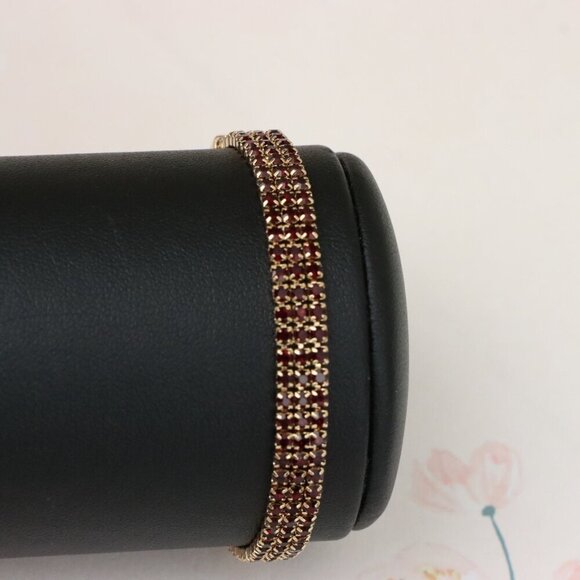 "Elegant Rose Gold Bracelet with Ruby Red Stones, XPBL1021 - Picture 5 of 11